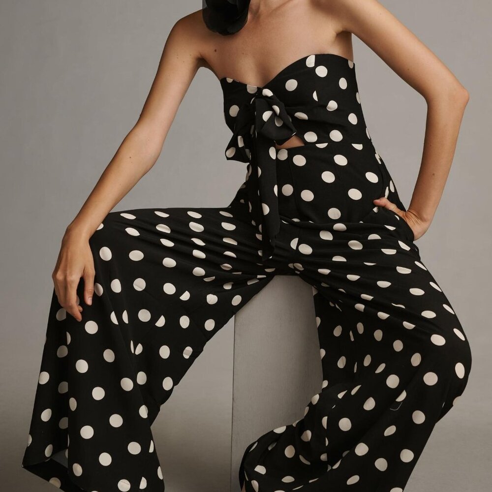 Plenty by Tracy Reese Tie-Front Polk Dot Jumpsuit